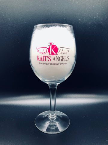 Kait's Angels Printed Logo Wine Glass